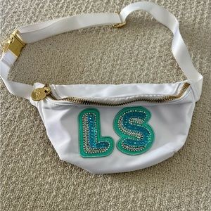 Stoney Clover Classic White Fanny Pack with L S Lagoon Bejeweled Patches